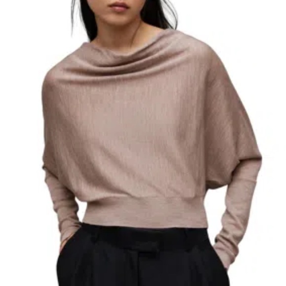 EUC All Saints Ridley 100% Merino Wool Dusty Pink Sweater size Large - Picture 3 of 10